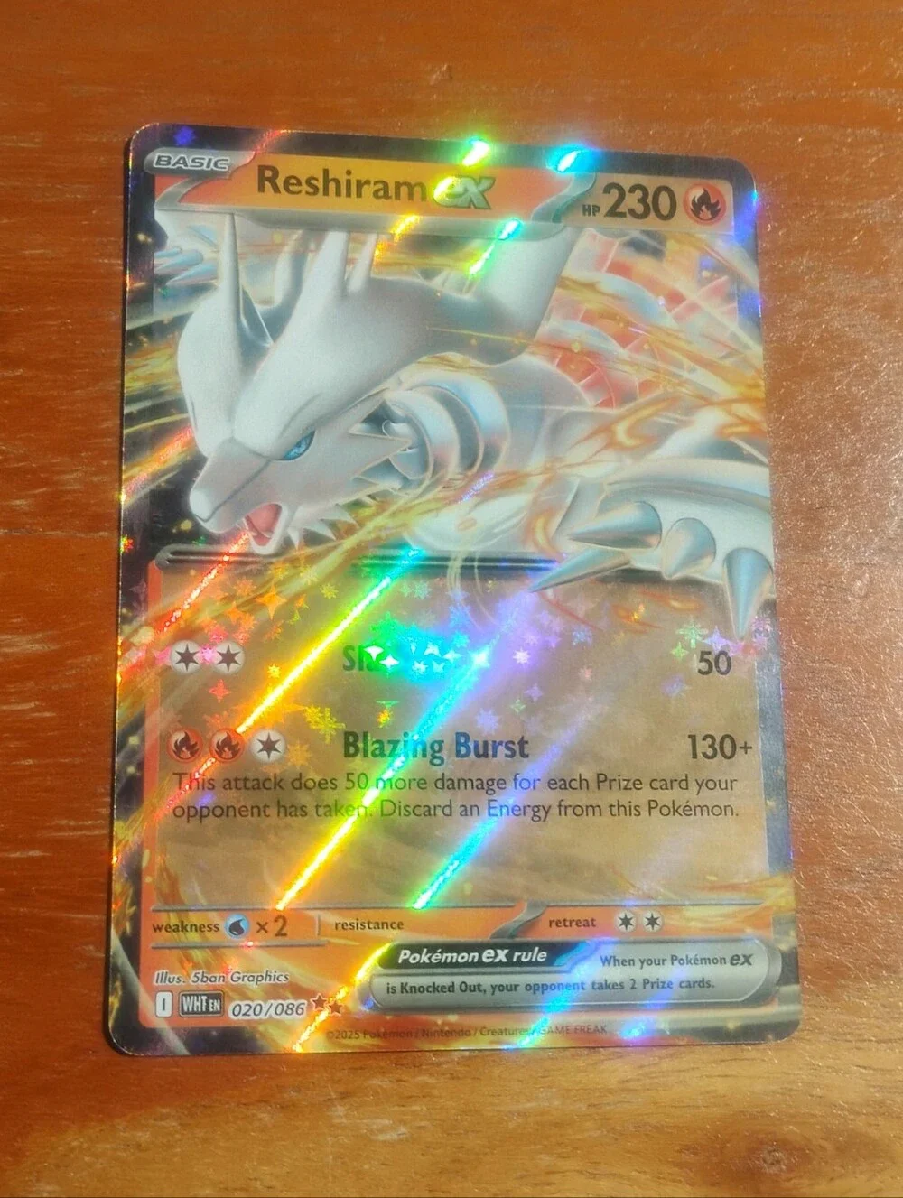 Mint 2025 Holo Reshiram EX 020/086 White Flare Pokemon Card